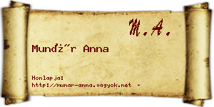 Munár Anna névjegykártya